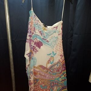 Thalia Sodi One Shoulder Dress - Purple and Blue Paisley